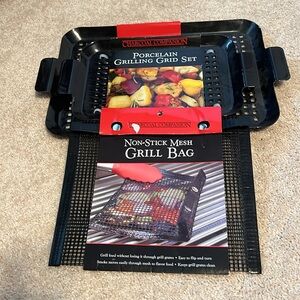 NWT Charcoal Companion Porcelain Grilling Grid Set with Grill Bag